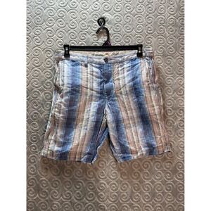 Tommy Bahama Plaid Linen Blend Shorts‎ Size 32 Blue Red White Casual